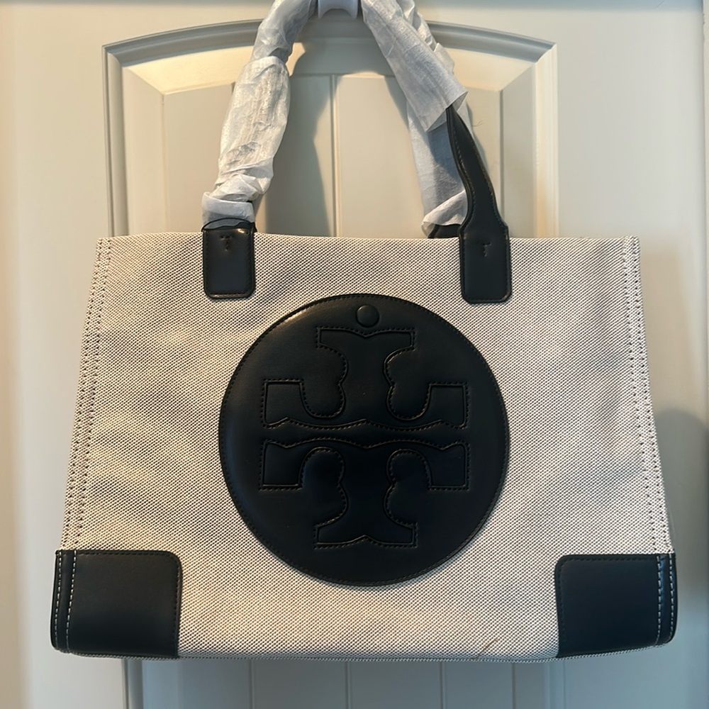 Tory Burch Black and Cream Tote Bag